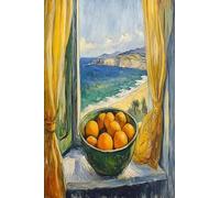 GYTRI CGFHJ Henri Matisse Affiche Paysages Impressions Abstrait Photo D’art Mural《Fenêtre Ouverte Avec Des Fruits》Henri Matisse Peinture Sur Toile Pour Décor De Salon 50x70cm Sans Cadre