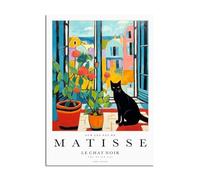 GYTRI CGFHJ Henri Matisse Le Chat Noir Et Fleur Affiche Abstraite Murale Art Matisse Toile Peinture Animaux Estampes pour La Décoration De La Maison Photo 50x70cm sans Cadre