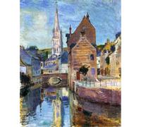 GYTRI CGFHJ Raoul Dufy Affiche Impressions en Couleur Abstrait Photo D’art Mural《La rivière en face de l’église》Raoul Dufy Peinture sur toile pour la décoration intérieure 40x50cm Non encadré