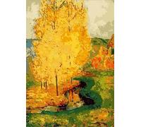 GYTRI CGFHJ Van Gogh affiche et impressions Rétro Wall Art Picture《Les feuilles sont jaunes en automne》Paysage Peinture sur toile pour parloir Decor 50x70cm Non encadré