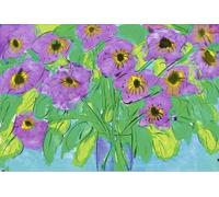 GYTRI CGFHJ Walasse Ting Poster Walasse Ting Imprime Art Mural Abstrait《Vase Fleurs Violettes》Tableau Walasse Ting Peinture Sur Toile Pour Décoration Intérieure 90x50cm Non encadré