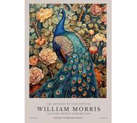 GYTRI CGFHJ William Morris Animal Poster Impressions Couleur Abstrait Photo D’art Mural《Le Paon》William Morris Peinture Sur Toile Pour Décor De Salon 40x60cm Non Encadré