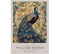 GYTRI CGFHJ William Morris Animal Poster Impressions Couleur Abstrait Photo D’art Mural《Paon Bleu》William Morris Peinture Sur Toile Pour Décor De Salon 40x60cm Non Encadré