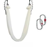 GYTTDERFL Aerial Yoga HäNgematte Set Hamac Volant de Yoga, balançoire aérienne, avec Mousqueton et chaîne en Marguerite, for Yoga, Pilates Anti-gravité(White)