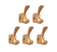 GYTTDERFL Crochet MéTal Vintage 1/3/5 Pièces Patères Mural Robuste Double Support Vintage Or Cintre Avec Vis for Porte Salle De Bain(Gold 5 pcs)