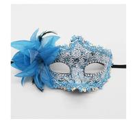 GYTTDERFL Masque Bal Masqué Masque for les yeux d'halloween, masque latéral en dentelle de Rose, décoration de fête, Costume de carnaval de danse, accessoires de jeu(Blue)