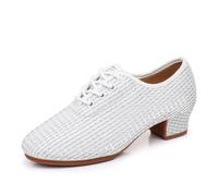 GYUBL Chaussures de Danse Salon Femme à Lacets - Chaussures de Practique Salsa Latine et Enseignement, LP112-Blanc-3-R,EU40