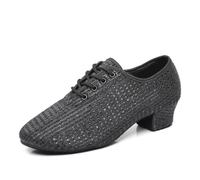 GYUBL Chaussures de Danse Salon Femme à Lacets - Chaussures de Practique Salsa Latine et Enseignement, LP112-Noir-3-MD,EU38