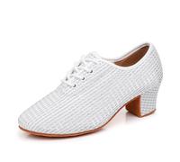 GYUBL Chaussures de Danse Salon Femme à Lacets - Chaussures de Practique Salsa Latine et Enseignement, LP112-Blanc-5-MD,EU40