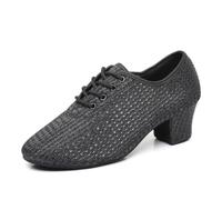 GYUBL Chaussures de Danse Salon Femme à Lacets - Chaussures de Practique Salsa Latine et Enseignement, LP112-Noir-5-MD,EU40
