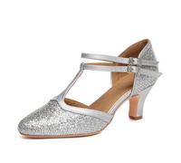 GYUBL Haussures de Danse pour Femme avec Lanière Réglable pour Modern Jazz et Danses de Salon,Modèle YCL656,Argent,EU36