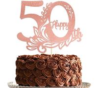 Gyufise 1 décoration de gâteau d'anniversaire « Happy 50th Birthday » - 50 Fabulous Cheers to 50 - Décoration de gâteau pour 50e anniversaire de mariage - Fournitures de décoration de fête - Or rose