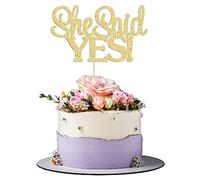 Gyufise 1 décoration de gâteau dorée avec inscription « She Said Yes » pour fiançailles, enterrement de vie de jeune fille