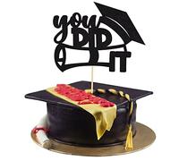 Gyufise 1 décoration de gâteau « You Did It » - Noir - Décoration de gâteau de remise de diplôme 2024 à paillettes pour lycée, université, université, remise de diplôme