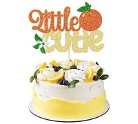 Gyufise 1 lot de décorations de gâteau à paillettes en forme de fruits orange pour fête prénatale sur le thème des agrumes, fête prénatale, garçons et filles, décorations de gâteaux dorées
