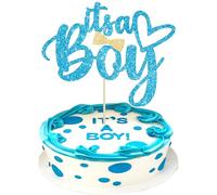 Gyufise 1 lot de décorations de gâteau bleues à paillettes « It's a Boy » pour révéler le sexe de bébé garçon - Pour fête prénatale - Pour 1er 2ème anniversaire et 3ème anniversaire