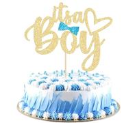 Gyufise 1 lot de décorations de gâteau dorées à paillettes « It's a Boy » pour fête prénatale, révélation du sexe de bébé garçon, 1er, 2e, 3e anniversaire
