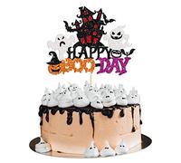 Gyufise 1 lot de décorations de gâteau Happy Boo Day à paillettes pour Halloween, fête d'anniversaire