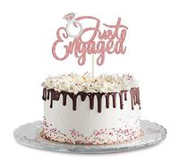 Gyufise 1 lot de décorations de gâteau « Just Engaged » à paillettes « We're Engaged » - Décorations de fête de mariage, de fiançailles, de mariage, de cupcakes - Or rose