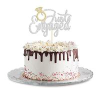Gyufise 1 lot de décorations de gâteau « Just Engaged » à paillettes « We're Engaged » pour fiançailles, mariage, décoration de cupcakes - Argenté