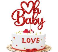 Gyufise 1 lot de décorations de gâteau rouges à paillettes pour la Saint-Valentin sur le thème de la fête prénatale pour garçons et filles