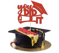 Gyufise 1 lot de décorations de gâteau « You Did It » 2025 - Décorations de gâteau de félicitations pour diplômés - Rouge - Pour lycée, université, université, remise de diplôme