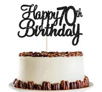 Gyufise 1 lot de décorations noires à paillettes pour gâteau d'anniversaire 70 ans - Pour gâteau d'anniversaire 70 ans