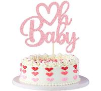 Gyufise 1 lot de décorations roses à paillettes pour gâteau de Saint-Valentin, fête prénatale sur le thème de la Saint-Valentin, fête prénatale, garçons et filles