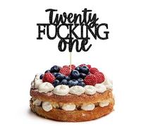 Gyufise Décoration de gâteau d'anniversaire 21 ans « Twenty Fucking One » pour 21e anniversaire - Noir