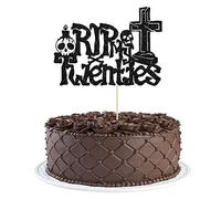 Gyufise Décoration de gâteau « Death to My Twenties » noire pailletée pour gâteau des années 20 - Fournitures de fête d'anniversaire pour 30e anniversaire