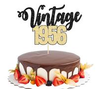Gyufise Lot de 1 décoration de gâteau d'anniversaire vintage 1956 à paillettes pour 70e anniversaire hommes et femmes, pour 70e anniversaire hommes et femmes, accessoires de fête fabuleux et joyeux
