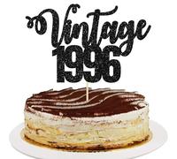 Gyufise Lot de 1 décoration de gâteau d'anniversaire vintage 1996 à paillettes pour 30e anniversaire hommes et femmes, 30 fabuleux Happy Thirty, noir