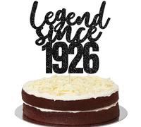 Gyufise Lot de 1 décoration de gâteau « Legend Since 1926 » à paillettes « One Hundred Happy 100th Birthday » - Cheers to 100 Years - Décoration de gâteau pour 100e anniversaire de mariage - Noir