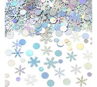 Gyufise Lot de 1500 flocons de neige argentés à faire soi-même - Confettis de table d'hiver pour les vacances, Noël, mariage, hiver, pays des merveilles, fête de Noël