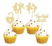 Gyufise Lot de 24 décorations de cupcakes dorées à paillettes pour divorce - Décoration de fête « Boy Bye Finally Done »