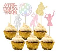 Gyufise Lot de 24 décorations de cupcakes en forme de chanteur de musique pour la tournée S-Wiftie Forever Always - Fournitures de décoration d'anniversaire