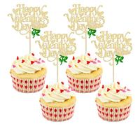 Gyufise Lot de 24 décorations de cupcakes « Happy Valentine's Day » à paillettes - Motif rose « Sweet Love Be My Valentine » - Pour la Saint-Valentin, un mariage, une fête prénuptiale ou