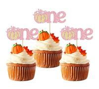 Gyufise Lot de 24 décorations de gâteau en forme de citrouille pour 1er anniversaire - Décoration de gâteau d'anniversaire pour fête prénatale, 1er anniversaire - Rose