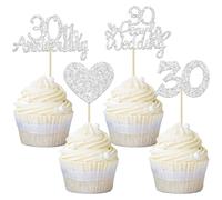 Gyufise Lot de 24 décorations de gâteau en forme de cœur pour 30e anniversaire de mariage