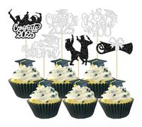 Gyufise Lot de 25 décorations de gâteau de remise de diplôme « For We Are Proud of You » - Thème : « I'm Done » - Argenté