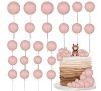 Gyufise Lot de 30 boules de décoration de gâteau en forme de boule en mousse - Mini ballons - Décorations de gâteau pour fête prénatale, mariage, fiançailles, fête d'anniversaire - Nude foncé