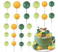 Gyufise Lot de 30 boules en mousse pour cupcakes - Mini ballons pour fête prénatale, fête d'anniversaire - Vert noirâtre, vert herbe, jaune