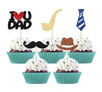 Gyufise Lot de 30 décorations pour cupcakes « Happy Father's Day » à paillettes multicolores « I Love You Dad » pour fête des pères