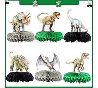 Gyufise Lot de 6 centres de table dinosaures en nid d'abeille - Décorations de fête d'anniversaire sur le thème du volcan pour filles et garçons - Fournitures de fête prénatale