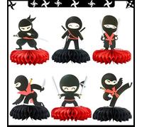 Gyufise Lot de 6 centres de table en nid d'abeille double face pour arts martiaux, karaté, kung fu, centres de table pour fête prénatale, fête d'anniversaire sur le thème ninja