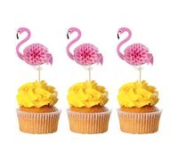 Gyufise Luau Lot de 36 décorations de cupcakes en forme de flamant rose 3D pour l'été hawaïen Luau sur le thème tropical, fête prénatale, anniversaire, fête de mariage