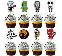 Gyufise Skellington Lot de 40 décorations pour cupcakes d'Halloween à paillettes Motif tête de mort et fantôme Pour Noël de monsieur Jack