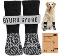 GYURO Lot de 2 Paires de Chaussettes antidérapantes,Protection des Pattes pour sols en Bois Dur, contrôle de la Traction, sans Torsion,Convient à Tous Les Chiens (Noir, L)