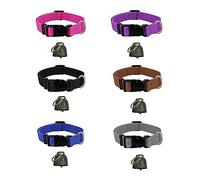 GYWHOOFT 6 ensembles (6 cloches 6 colliers) de colliers réfléchissants pour chèvre avec clochette en nylon réglable avec cloche en bronze bruyante pour petits animaux de ferme chèvre mouton cheval