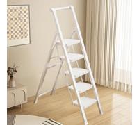 GYYDXXFC Échelle Multi-Positions, Escabeau Portable en Acier, Poignée Pratique, for La Maison, Le Garage, Le Jardin, L'usage Domestique(White,5 Step)